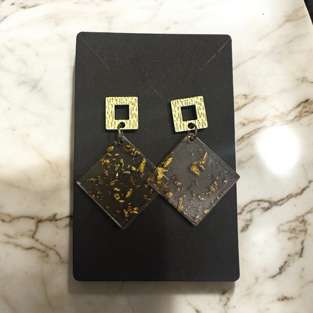 Handmade Gold Dust Earrings My Design - Picture 2 of 5